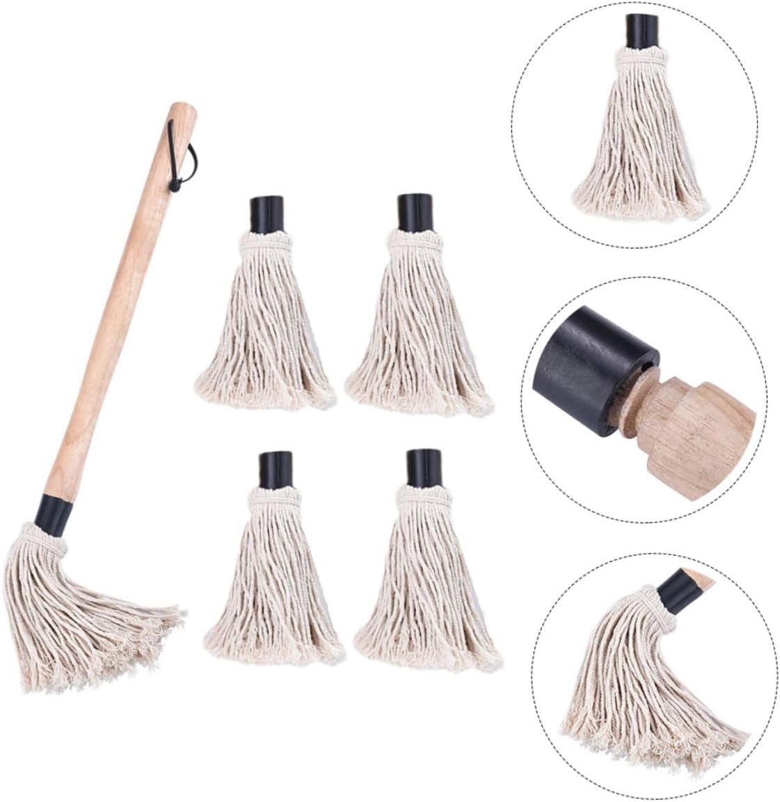 Replaceable Cotton Barbecue Brush with Handle Soft Cotton Yarn Head Cooking and Baking Basting Brushes for Grilling Steak Frying and Sauce Application Convenient Bbq Accessories