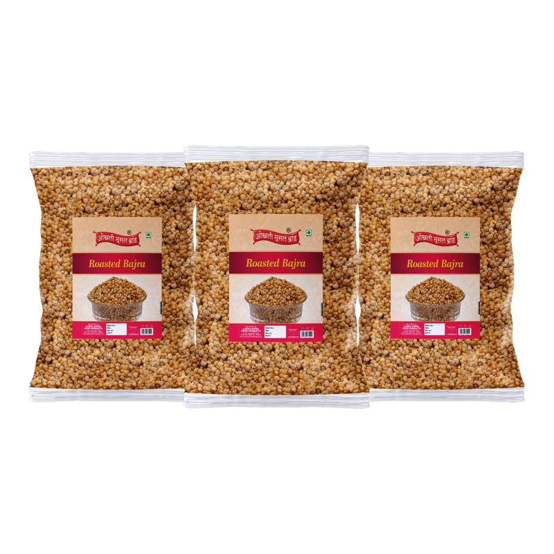 Image of OKHLI MUSAL BRAND Roasted Healthy Munchies | Roasted Bajra Mix Namkeen Snacks for foodie Indians | Diet Namkeen & Snacks High in Protein Bajra Puff Masala Evening Tea Time Roasted Snack-1Kg*3Pack