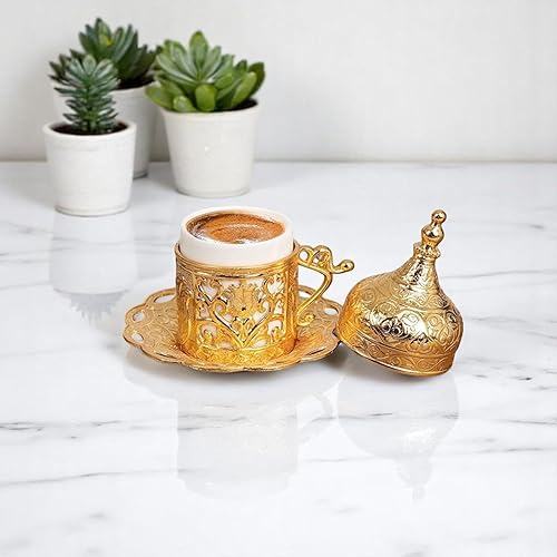 Miniatura 3 de Alisveristime (1 unidad de café turco griego árabe café expreso platillo (Lale) (dorado)