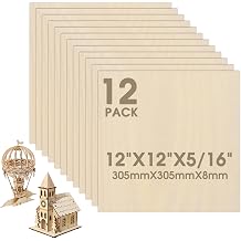 12 Pack Basswood Sheets 12"12"5/16" Unfinished Plywood Sheet Smooth Thin Wood Boards for Laser Cutting Wood Carving Burning DIY Crafts