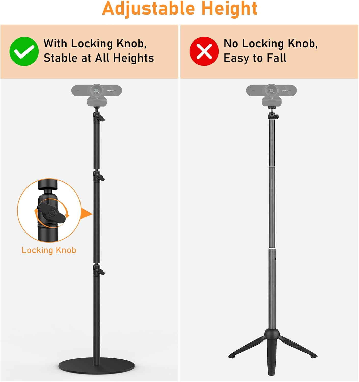 Camera Round Base Mount Desk Stand, Flexible Aluminum Photography Floor-Standing Light Monopod Stand Phone Holder with 1/4" 3/8'' 5/8'' Screw for DSLR Camera, Light, Webcam, Live Streaming, Vlogging