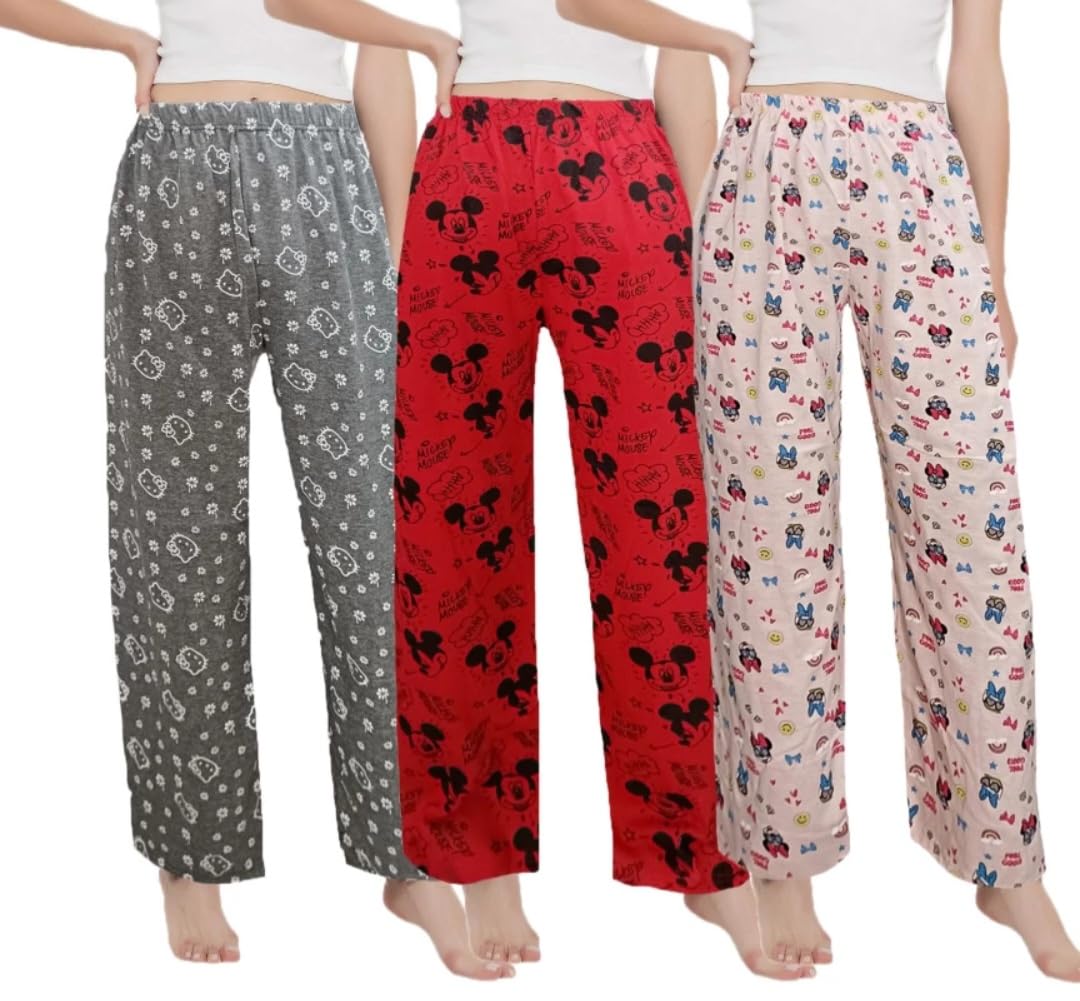ladywillington Womens Track Pant Lower Fully Stretchable Free Size Cotton Printed Payjama/Lounge Wear –Soft Cotton Night Wear/Pyjama for Women(Pack of 3Pcs),Prints May Vary (Assorted Pyjama)-picture-57
