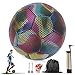 Pallone da calcio riflettente, zootop spugna morbida in schiuma olografica riflettente incandescente misura 5, calcio riflettente personalizzato per allenamento notturno con borsa a rete e ago del gas