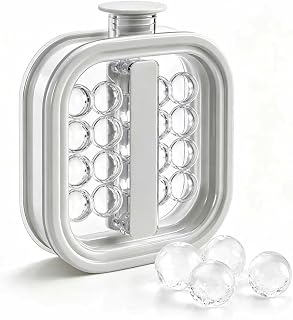 Portable 2-in-1 Ice Ball Maker Kettle with Pull Handles, Reusable Silicone Ice Mold, Makes 19 Ice Balls at Once, Easy Release Design for Whiskey, Juice & Cold Drinks,Gray