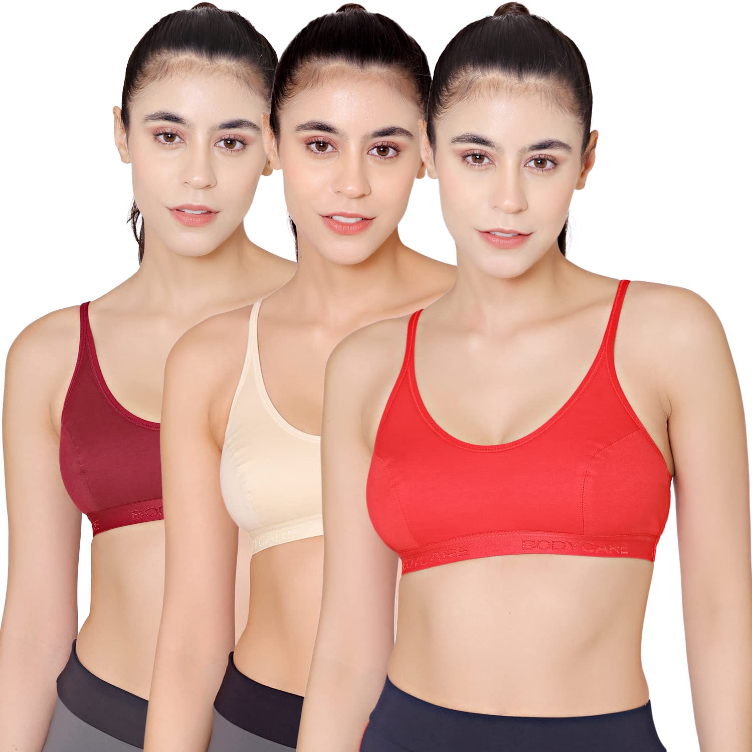 bodycare Pack of 3 Sports Bra in Maroon-Orange-Red Color - E1608MHPCRE-picture-21