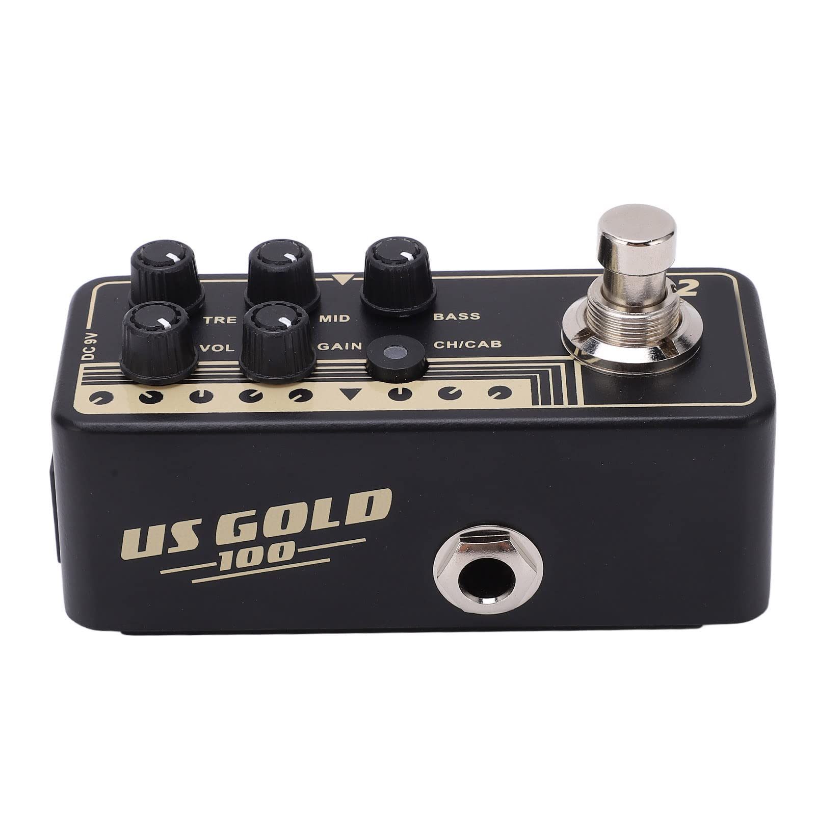 Pedale preamplificatore digitale Effetto sonoro rock classico Micro effetto preamplificatore con simulazione del cabinet Guscio in metallo Interfaccia nera da 1/4 pollici per
