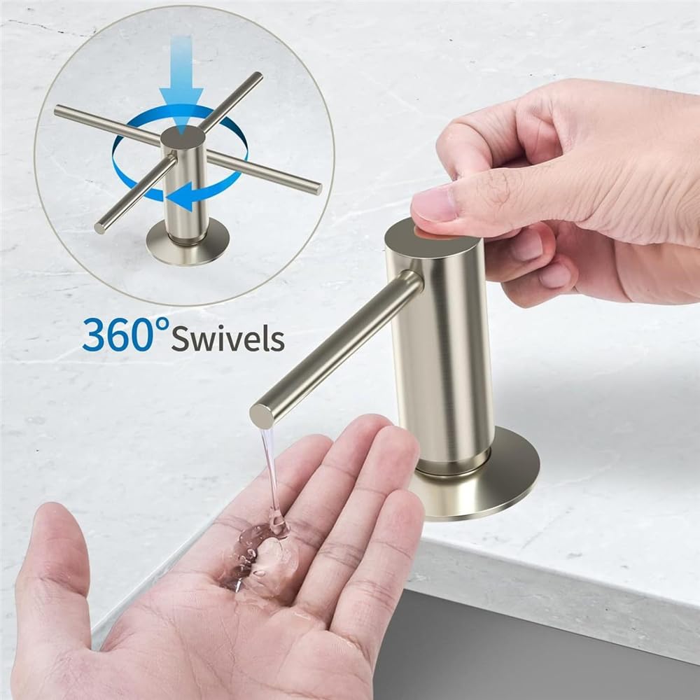 Dispensador de jabón para fregadero, bomba de detergente de cocina para encimera o cubierta, botella de jabón líquido con diseño de tapa abatible fácil, ideal para fregaderos de cocina y lavavajillas