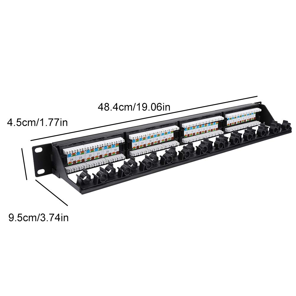 Cryfokt Panneau de Brassage de Données 24 Ports, Panneau de Brassage Réseau CAT6 Montable pour Rack de Serveur, Armoire Réseau Gestion des Câbles de Cadre de Ligne à Force Auto-Fixe