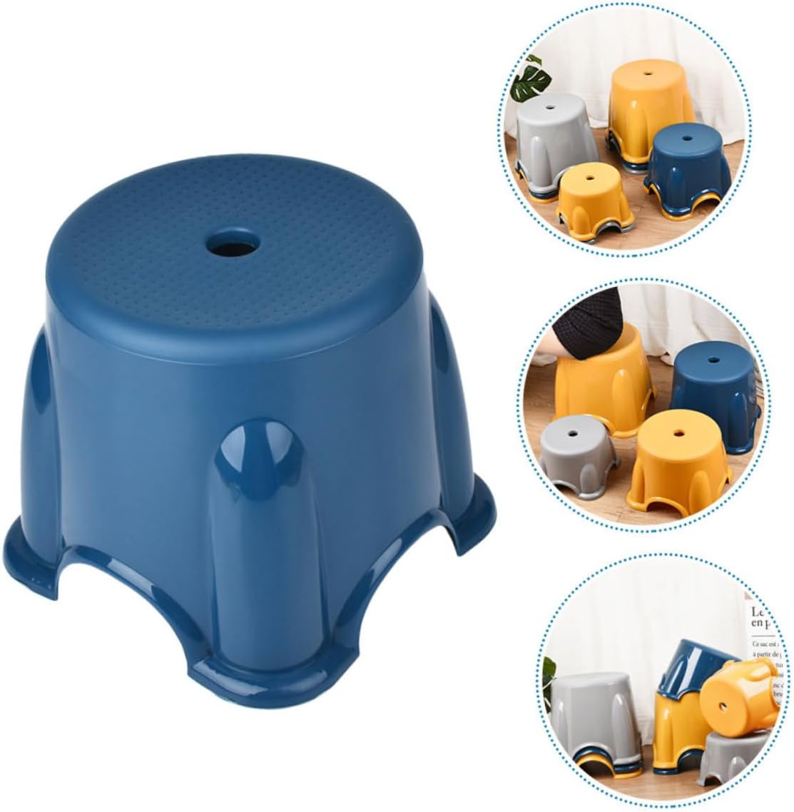 Uonlytech Anti-Skid Plastic Footstool Large Size 29x25cm Thickened Non-Slip Stool for Bathroom and Home Use