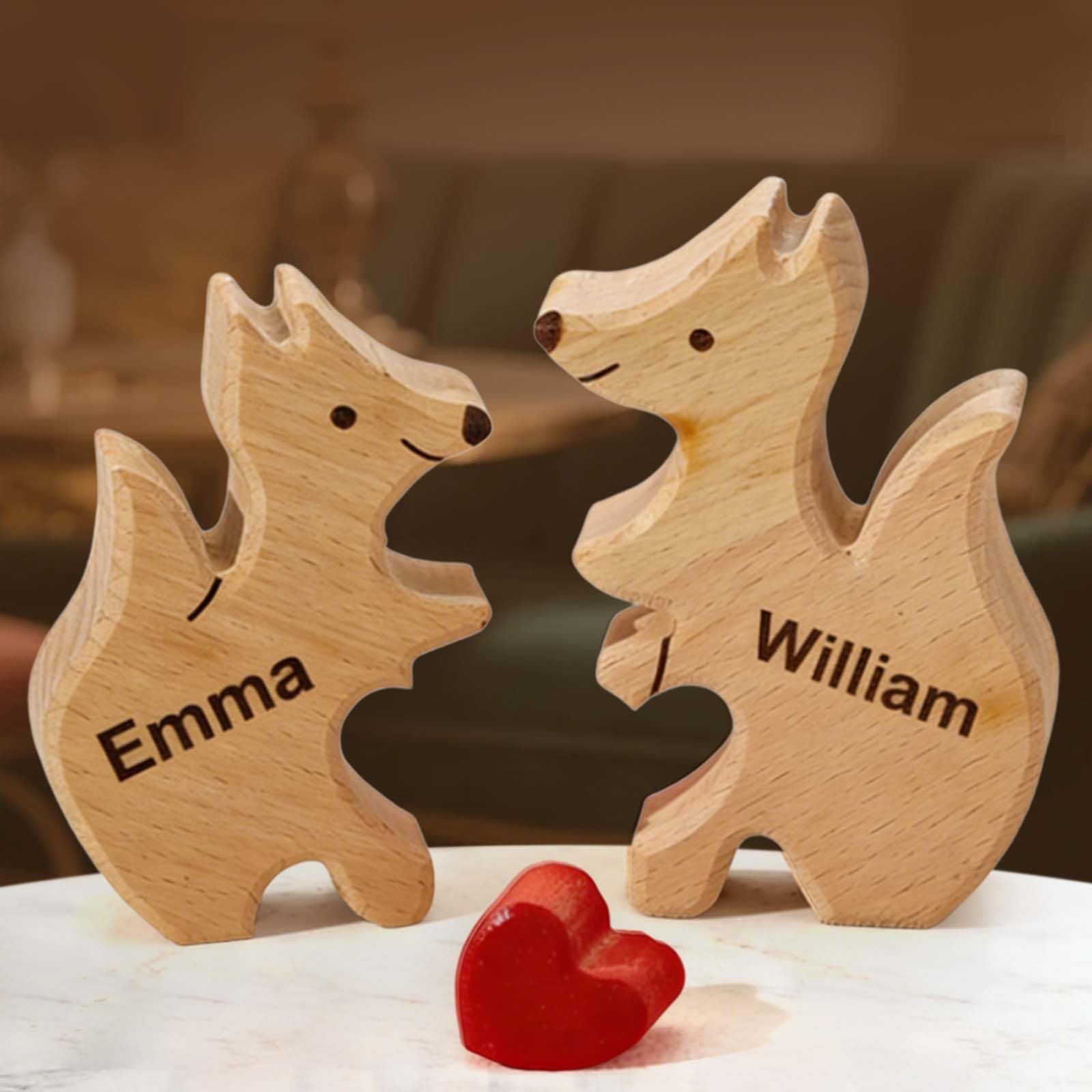 Personalised Wooden Fox Puzzle with 1-8 Family Name, Custom Family Name Sculpture - Ideal for Christmas, Birthdays, Housewarming - Unique Wooden Decor Gift for Mom and Dadโฆ โ image 1