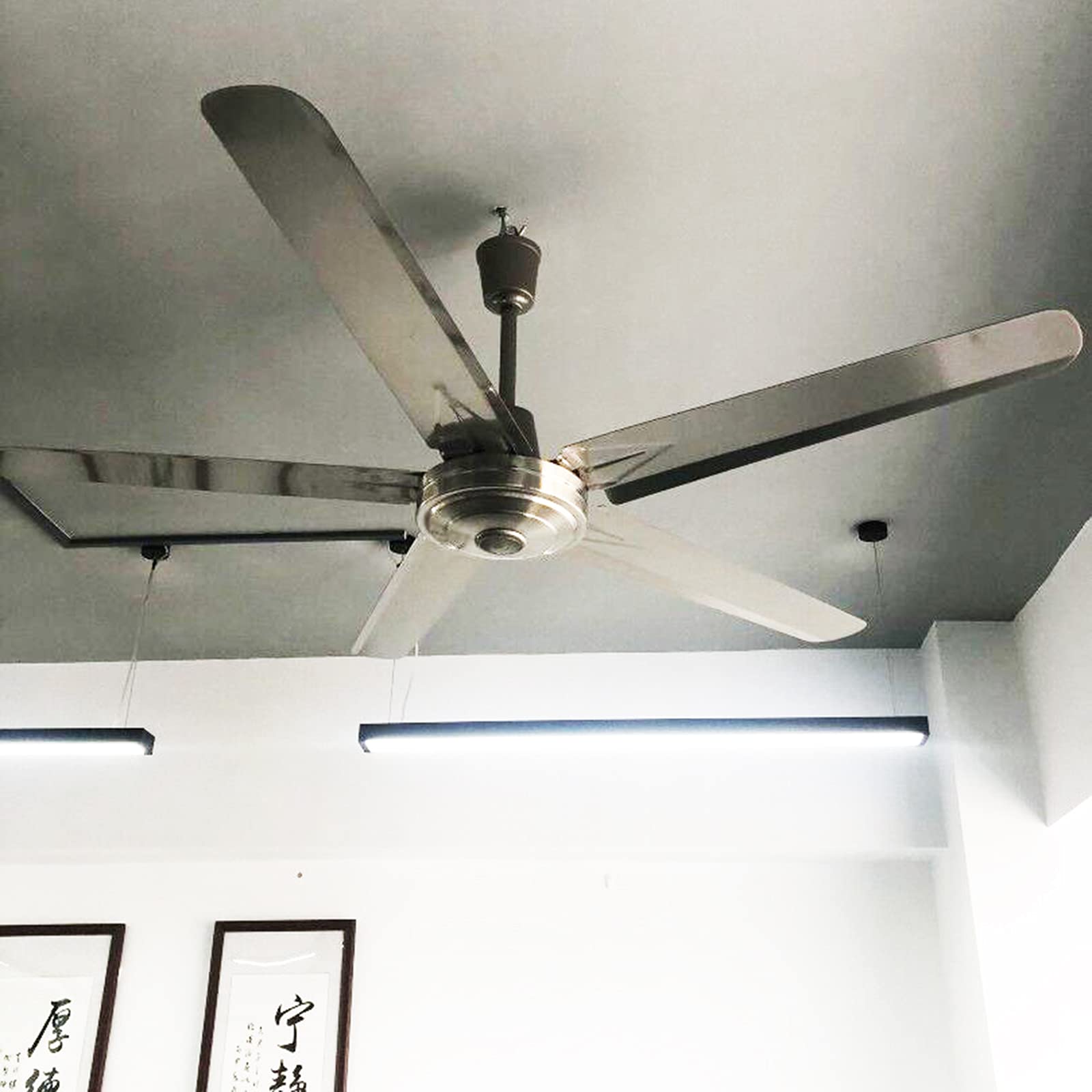 1.4m Ventilatore da Soffitto Industriale Grande Ventilatori Domestico in Acciaio Inossidabile, Nucleo in Rame Puro Vento Forte, Ventilatore Elettrico Industriale da 100 W A 5 velocità