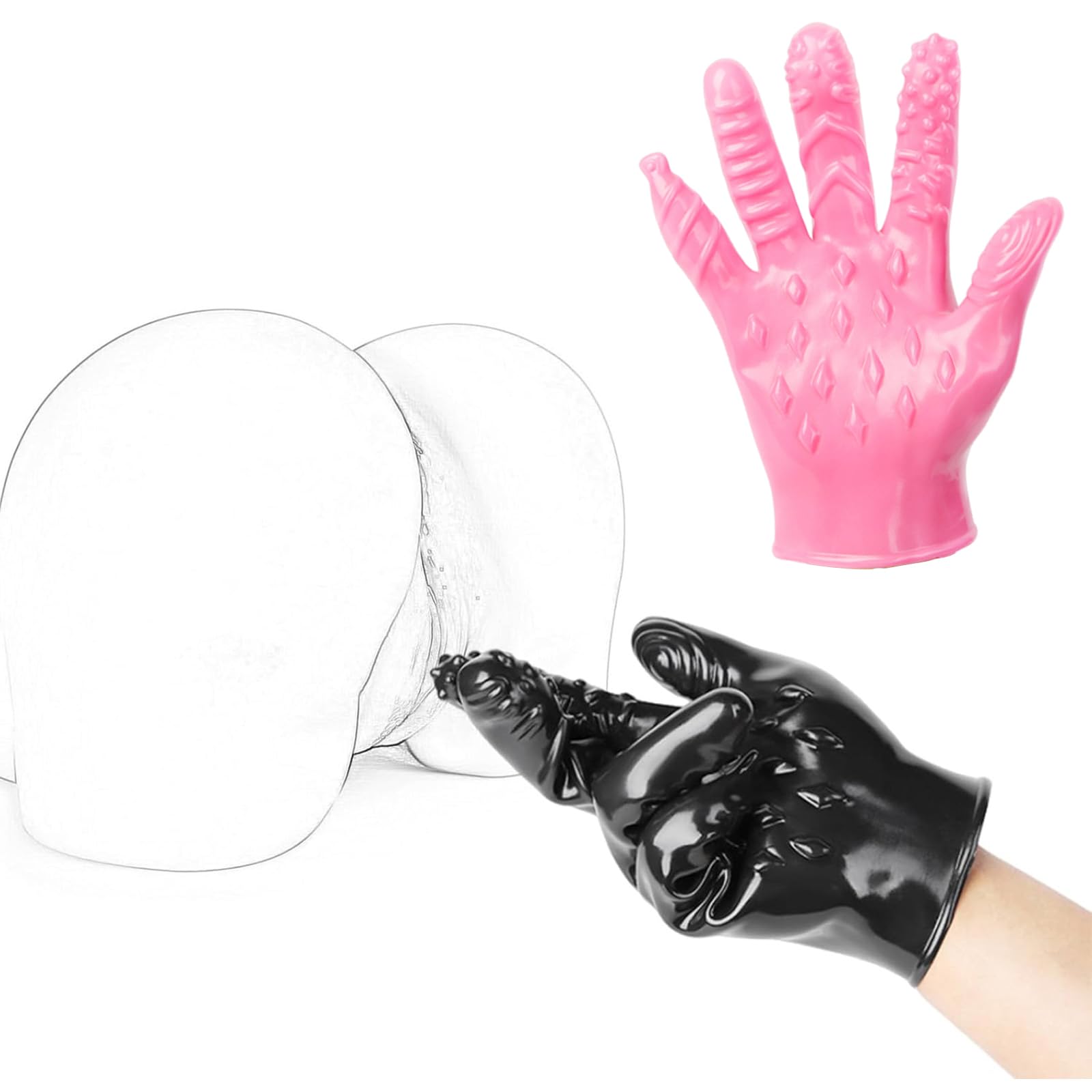 Fingerüberzieher 2er Set Finger Massage Handschuh 5 Formen Von Massagehandschuhe Rot mit Schwarz Latexhandschuhe Lang für Sex Klitoris Masturbation Massage-Handschuh Sex Spielzeug für die Paare Extrem Drogerie & Körperpflege