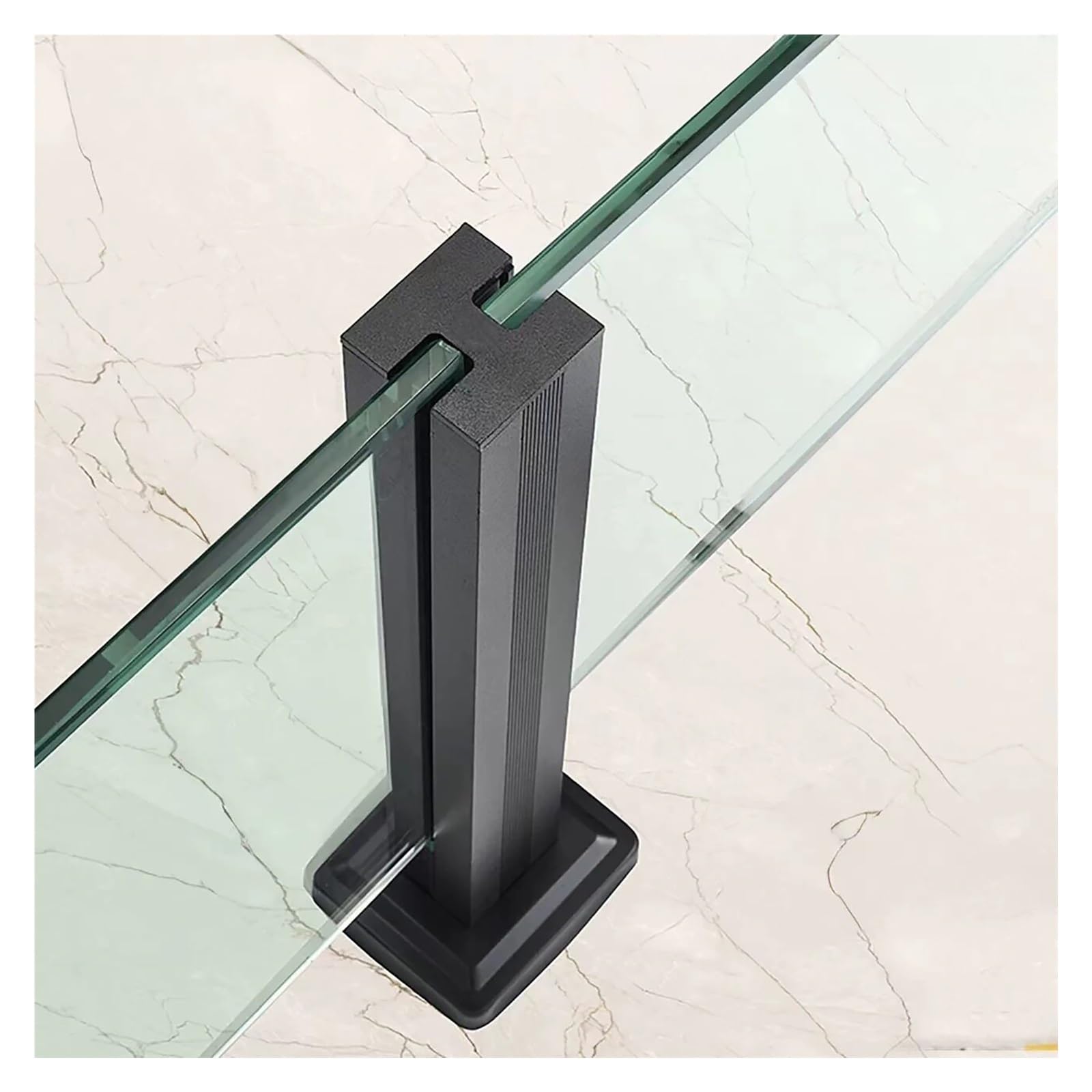 ZJKXJH Frameless Glass Baluster Post with Side Slot, Heavy Duty Stainless Steel Railing Post for Patio Deck Balcony Frameless Glass(Middle Post-Black,H-95cm/37.4in)