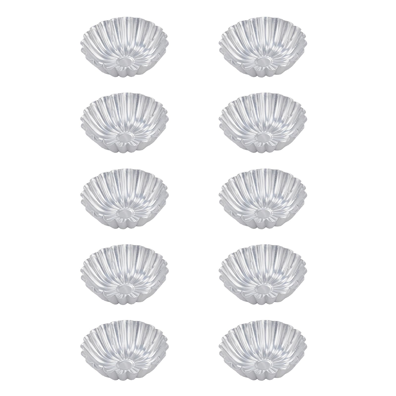 MALSSE 10 Piece Aluminum Baking Molds with Decorative Waves Edges Cake Pan Ensaymada Molder for Homemades Tarts and Puddings Aluminum Baking Cups