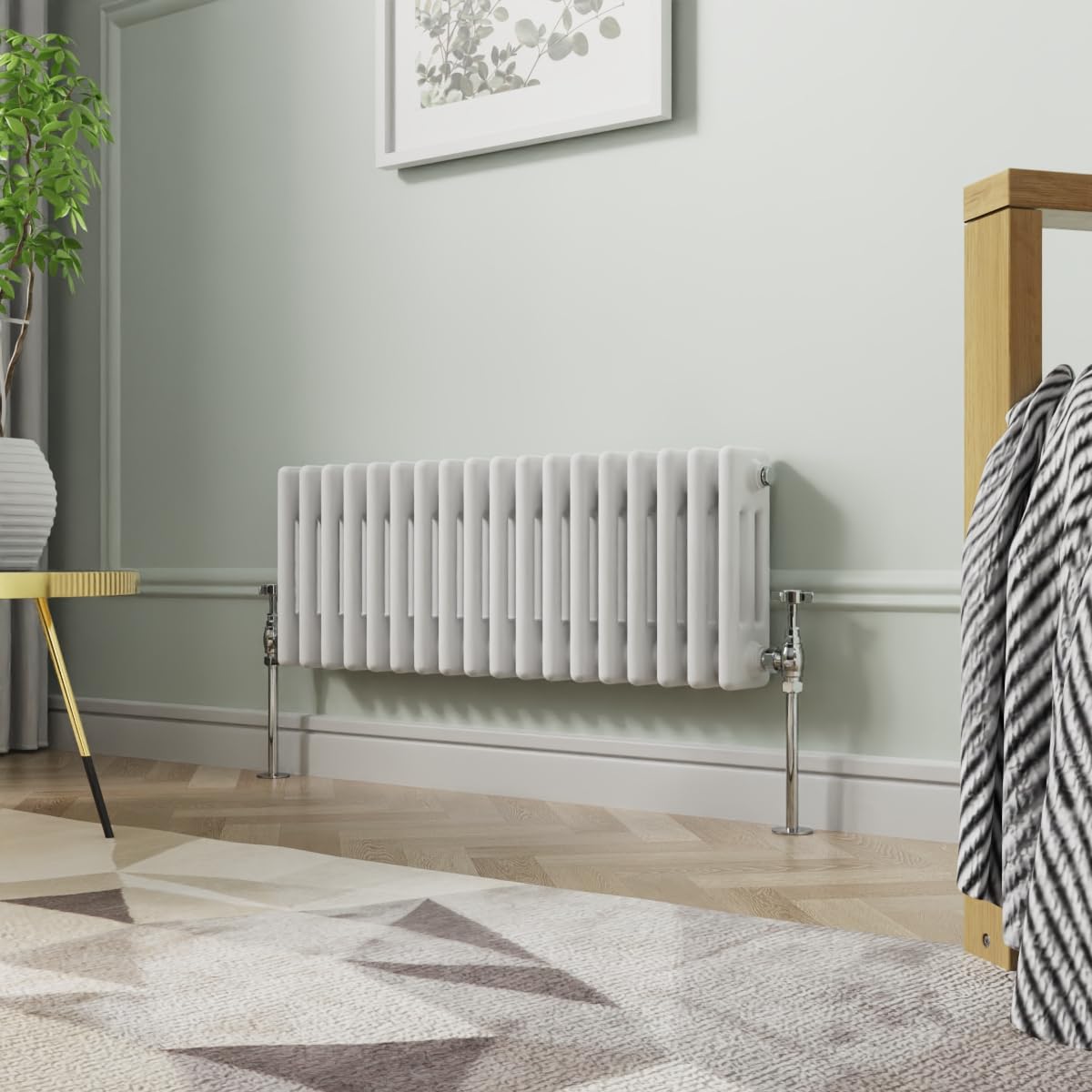 NRG 300 x 830 mm Gloss White Horizontal Cast Iron Radiator Triple Panel