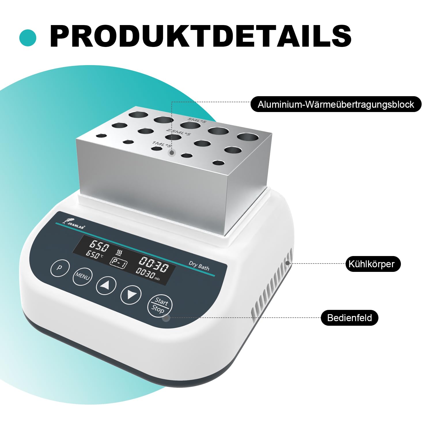JOANLAB Professionelles Plasma-Gel-Gerät, Heiz- und Kühl-Trockenbad, 1ml/2,5ml/5ml Kombi-Block, PRP PPP Gel-Herstellung mit präziser Temperaturregelung