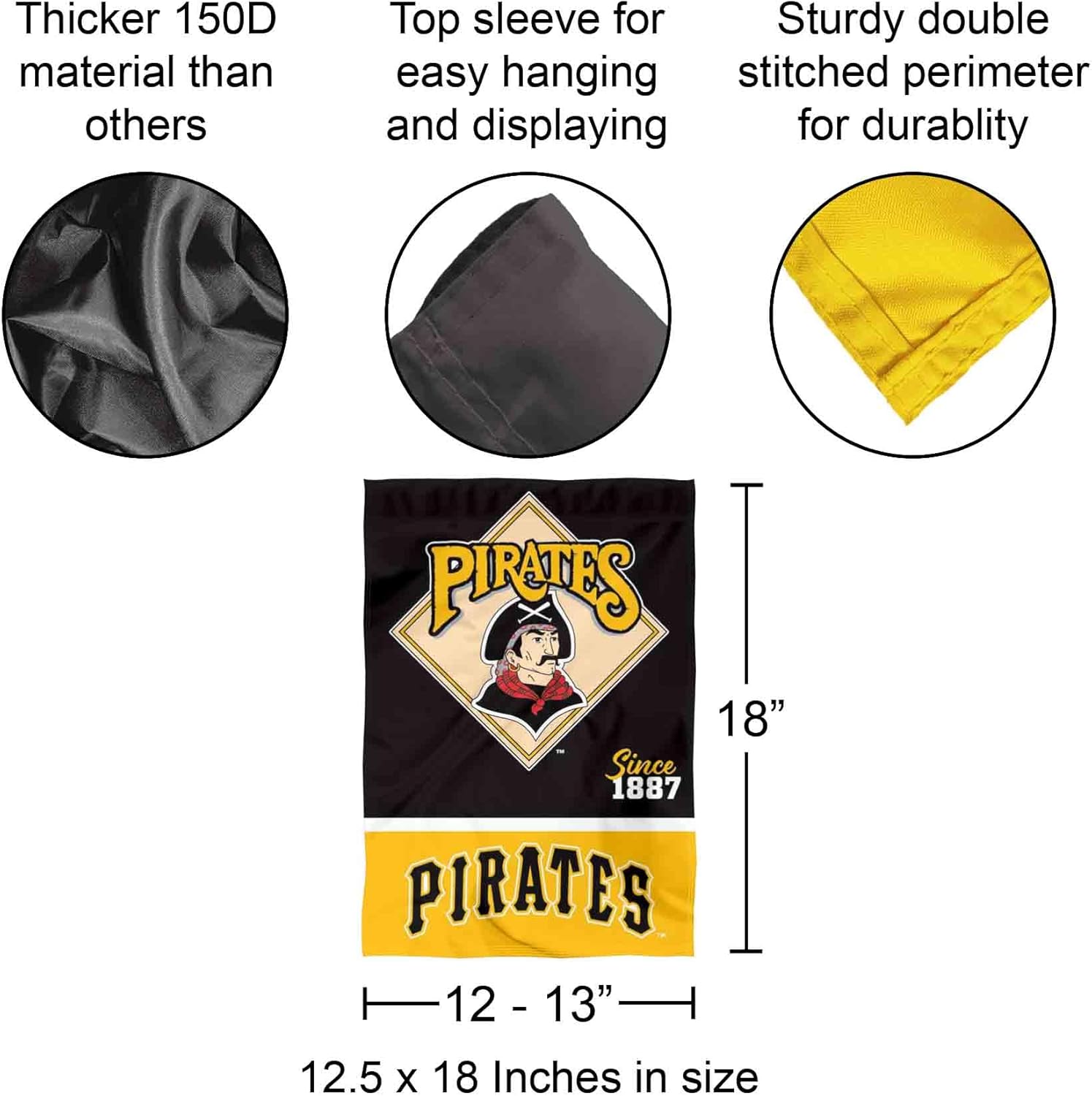 Pittsburgh Pirates Retro Vintage Throwback Double Sided Garden Flag