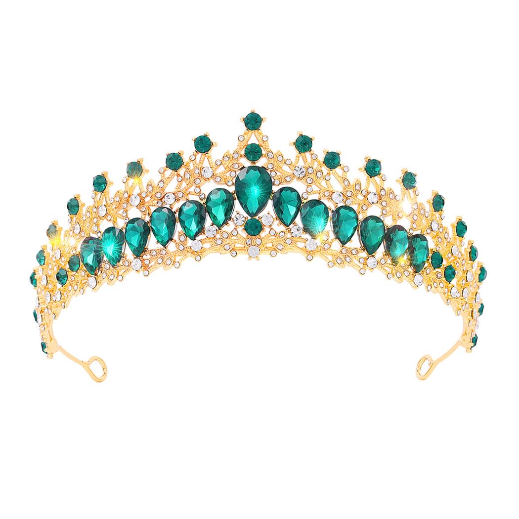Woeoe Tiara da donna in cristallo con strass, tiara da regina e corona da principessa per costume da festa di compleanno accessori per capelli, METALLO