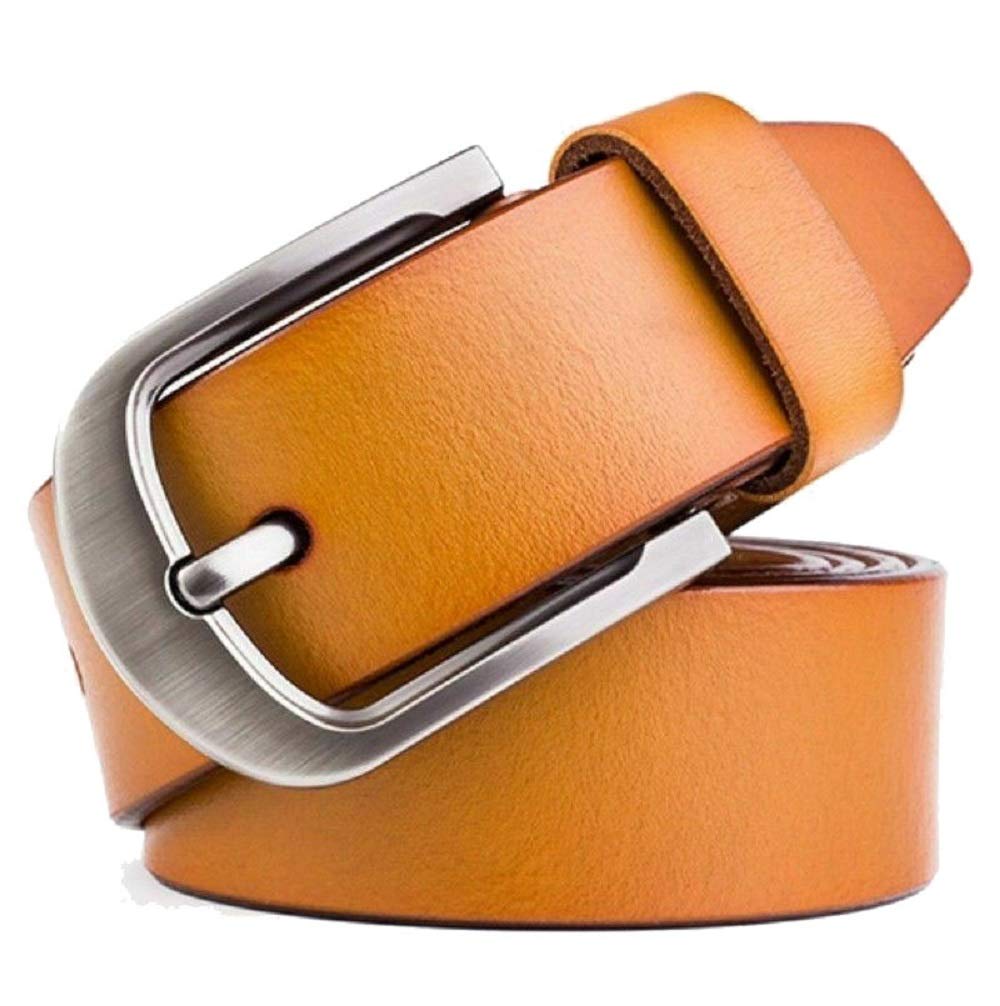 Men Genuine Leather 100% Full Grain Dress Belt with Single Prong Scratch Resistan Buckle Great for Business Work (34-36, Tan)