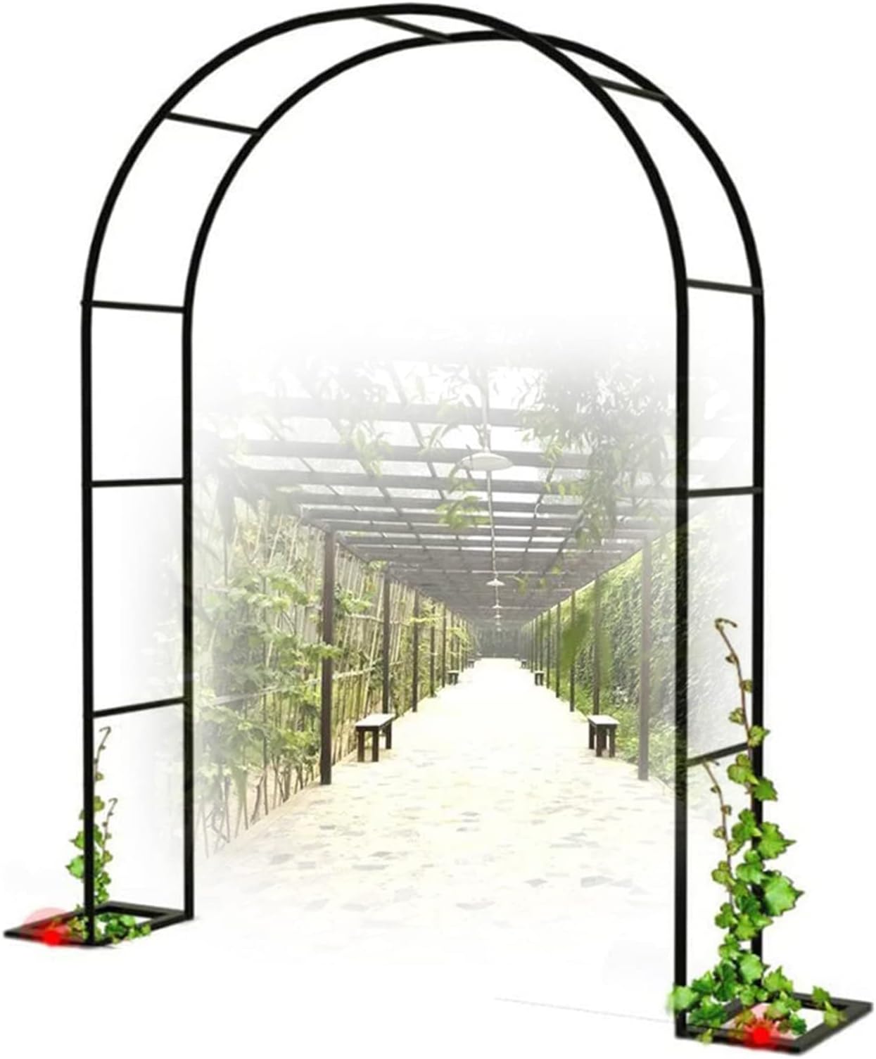Amazon ブラック パイプ径19mm ガーデンアーチ バラ 用 アーチ 錆びない ローズアーチ 丸型 薔薇アーチ 屋外 フラワーアーチ