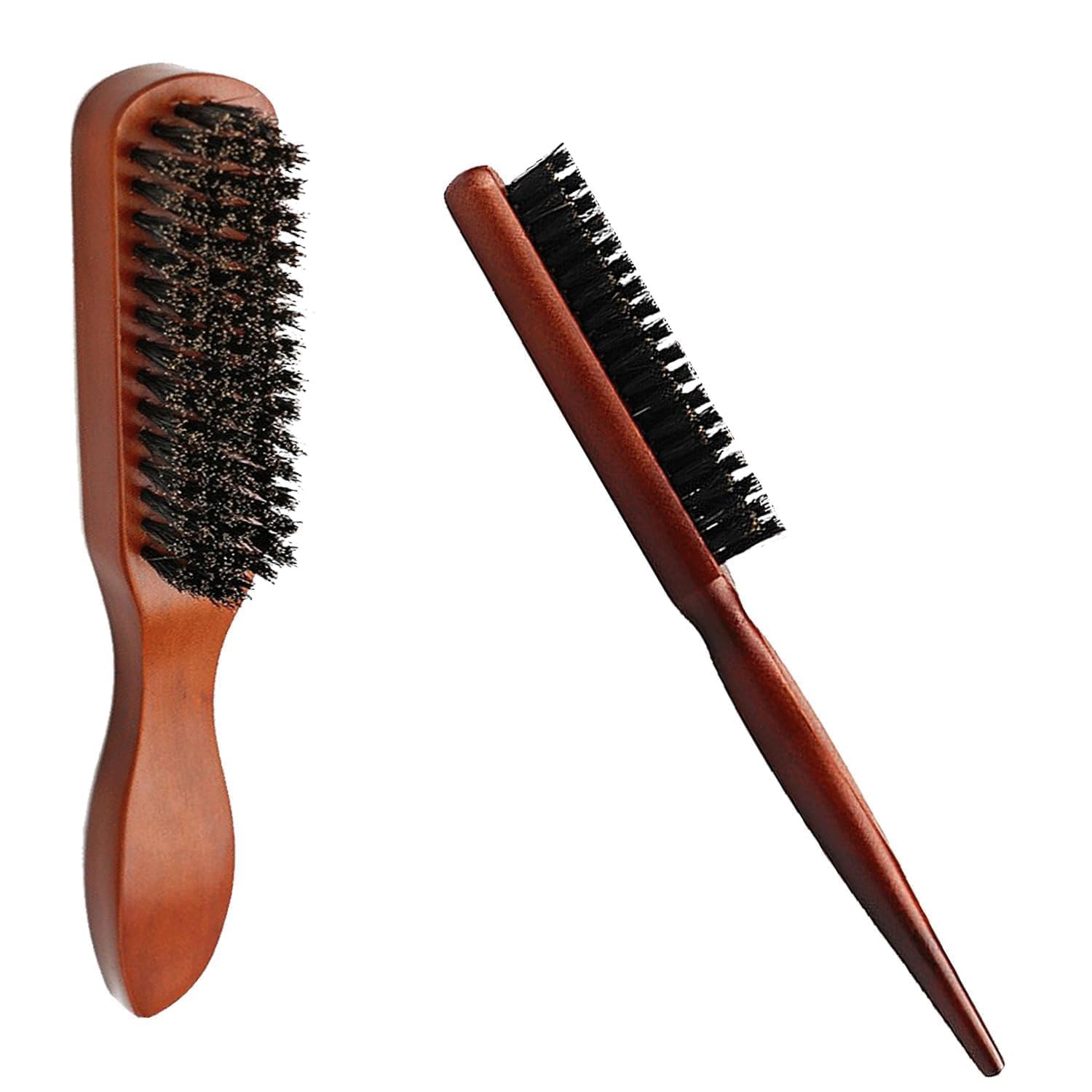 ZHYUAN 2 piezas Peine de salón,Cepillo cerdas naturales,Cepillo para barba,Cepillos de cerdas de jabalí,Peine cerdas jabali,Cepillo cerdas jabali pelo fino,para Cabello Largo, Ondulado, Seco o Dañado