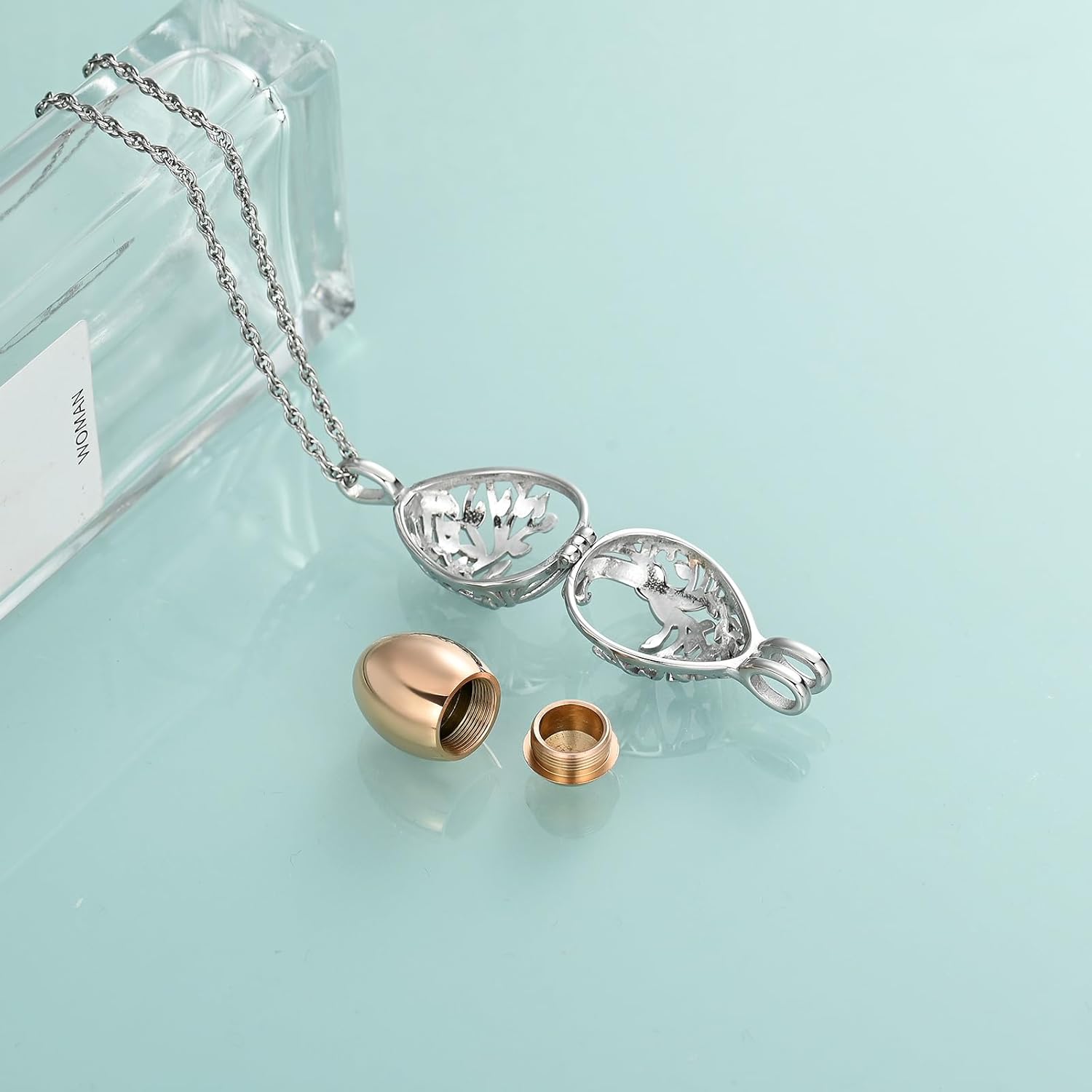 Tree of Life Urn Necklaces for Women Men Teardrop Cremation Jewelry for Ashes Keepsakes with Hollow Mini Ashes Urn Pendant Memorial Necklaces Jewelry - Image 7