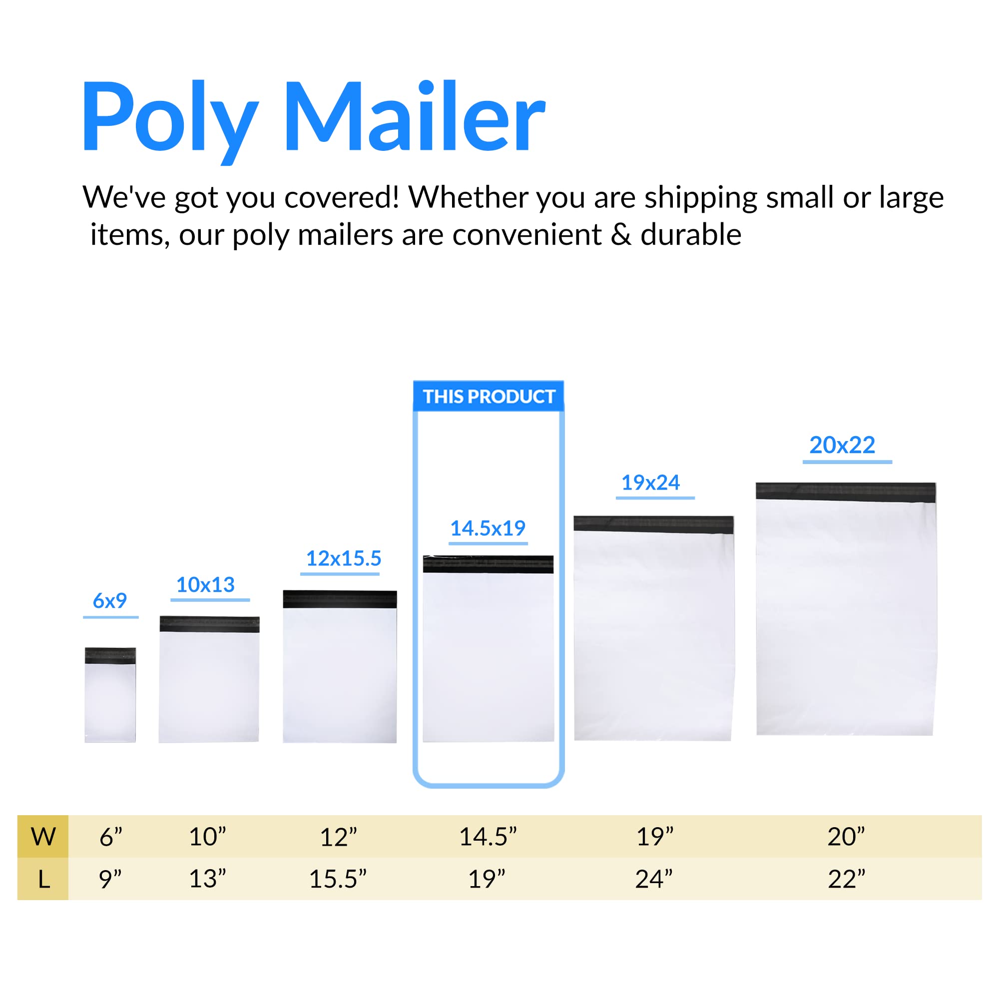 Enveloppes d'expédition en polyéthylène 14,5 x 19 cm – 220 cspk – Blanc