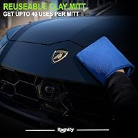 Vista 5 de Paquete de 2 manoplas de arcilla para detalles automáticos de grado medio para eliminación impecable de microcontaminantes en la superficie (azul)