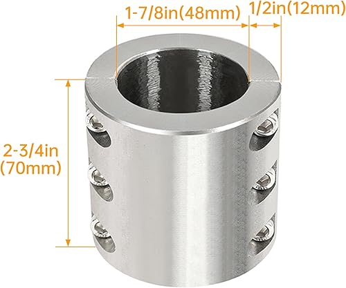 Miniatura 3 de HECASA Abrazadera de tubo con cuello dividido compatible con abrazaderas de barra enrollable de tubo de acero de tamaño OD de 1.875 pulgadas, pernos