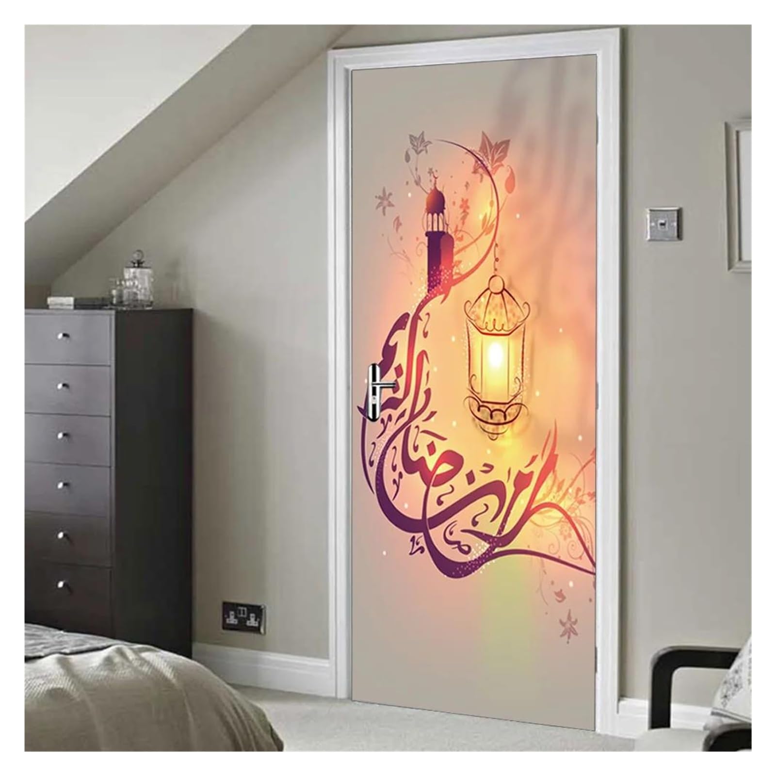 Sticker muraux musulmans en PVC imperméable décoratif 38.5x200cm pour meubles
