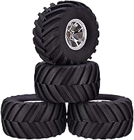 Vista 10 de Juego de 4 ruedas y neumáticos de camión monstruo RC 1/10, neumáticos de goma de 5.315 in y llantas de plástico de 6 radios para HSP HPI Tamiya