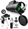 40X60 Monocular Telescope with Smartphone Adapter Compass 2023 High Powered BAK4 Prism High Definition Monoculars Scope for Hunting Wildlife Bird Watching Travel Camping Hiking Outdoor Activity Gifts