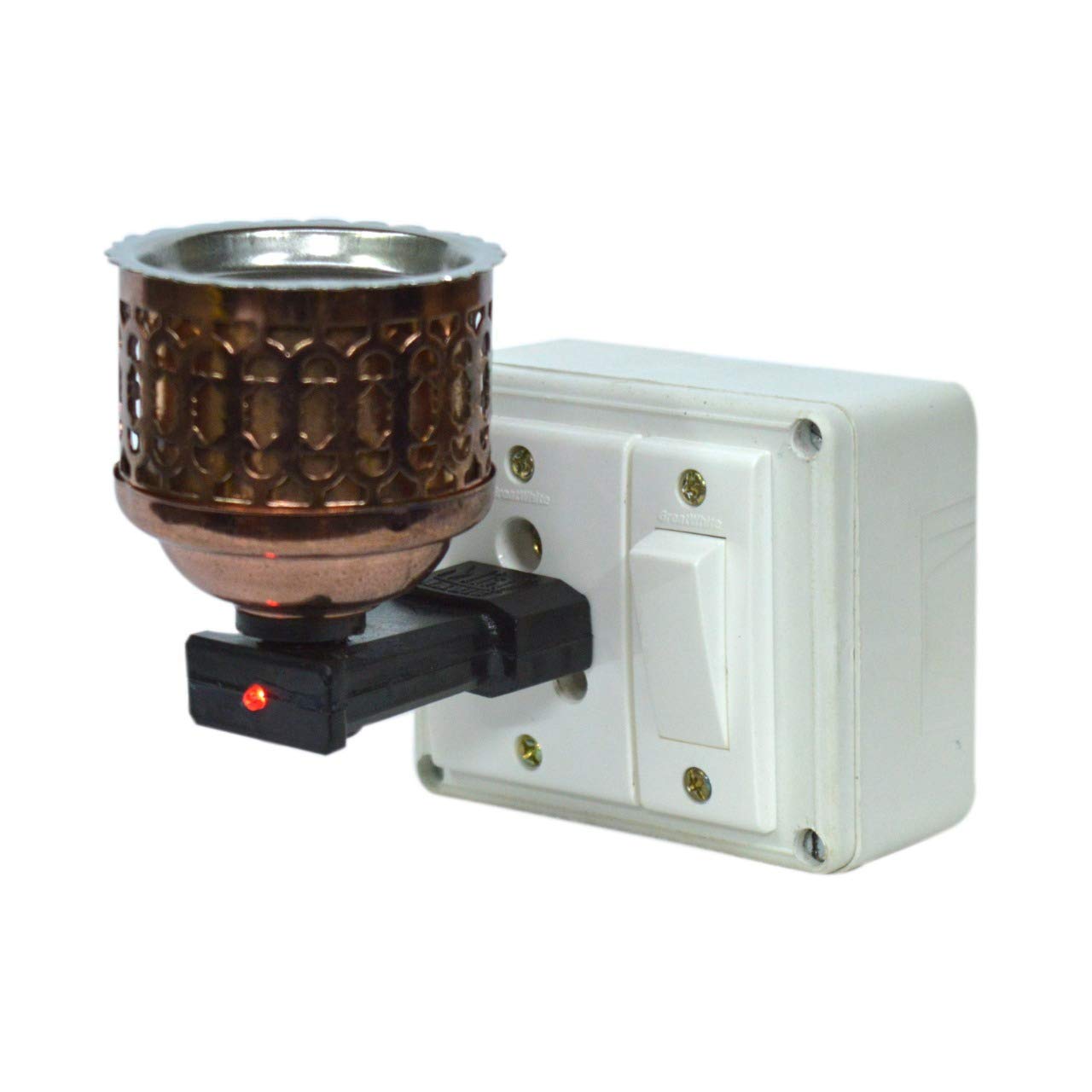 NTech Antique/Copper/Metal Finish Kapoor Dani Direct Plug-in Beautiful Camphor Diffuser; Incense Burner for Spiritual Ambience (Multicolor)