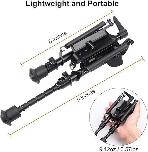 Vista 12 de Twod Bípodes tácticos para rifle ajustable de 6-9/6.3-6.9 pulgadas, riel Picatinny con adaptador adicional