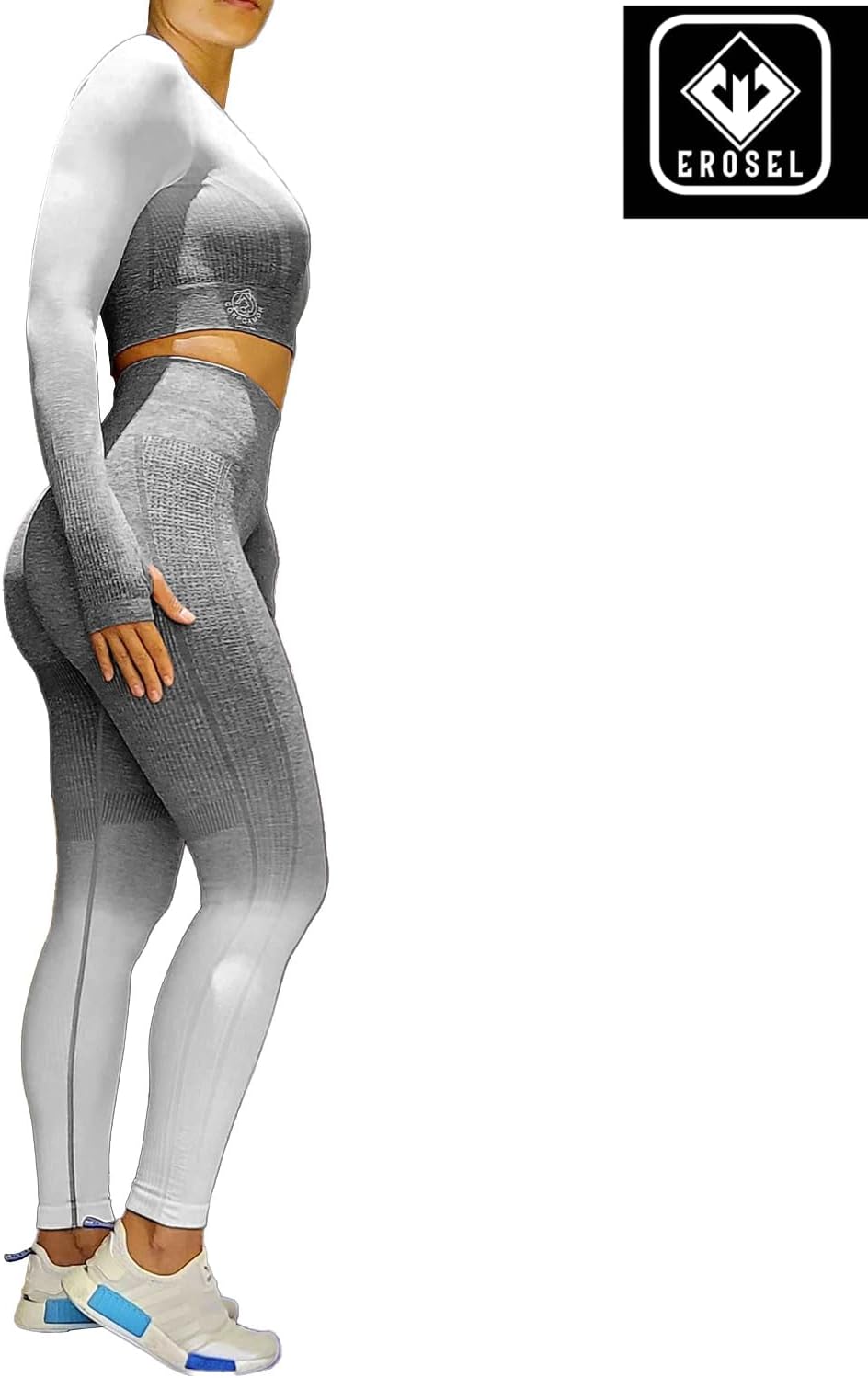 Women's Fitness Clothing Gym Outfit – Ombre 2 Piece Workout Sets for Women Crop Top & High Waisted Legging Set– Womens - Image 3