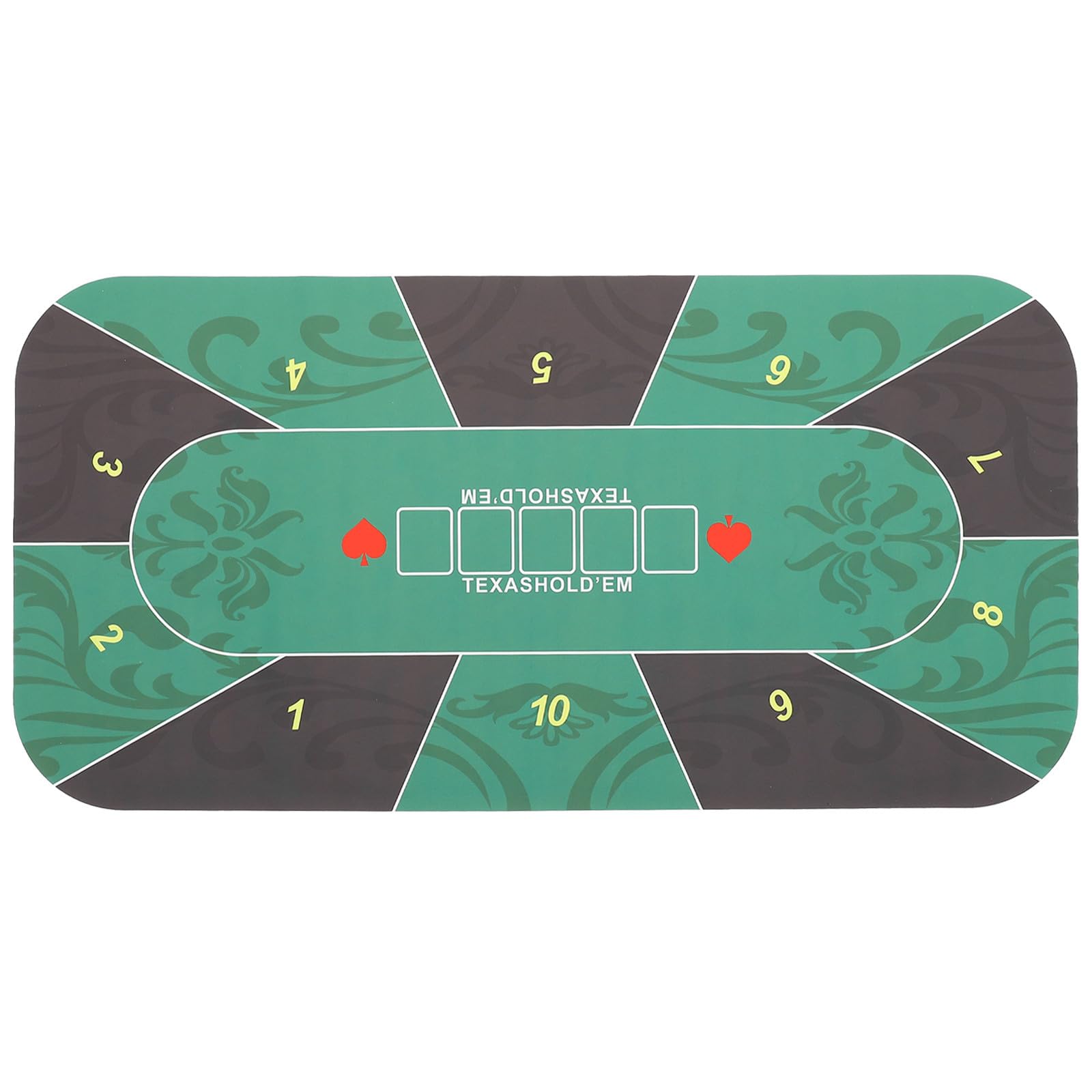 Tapete de Póquer Rectangular de Goma Verde para 10 Jugadores