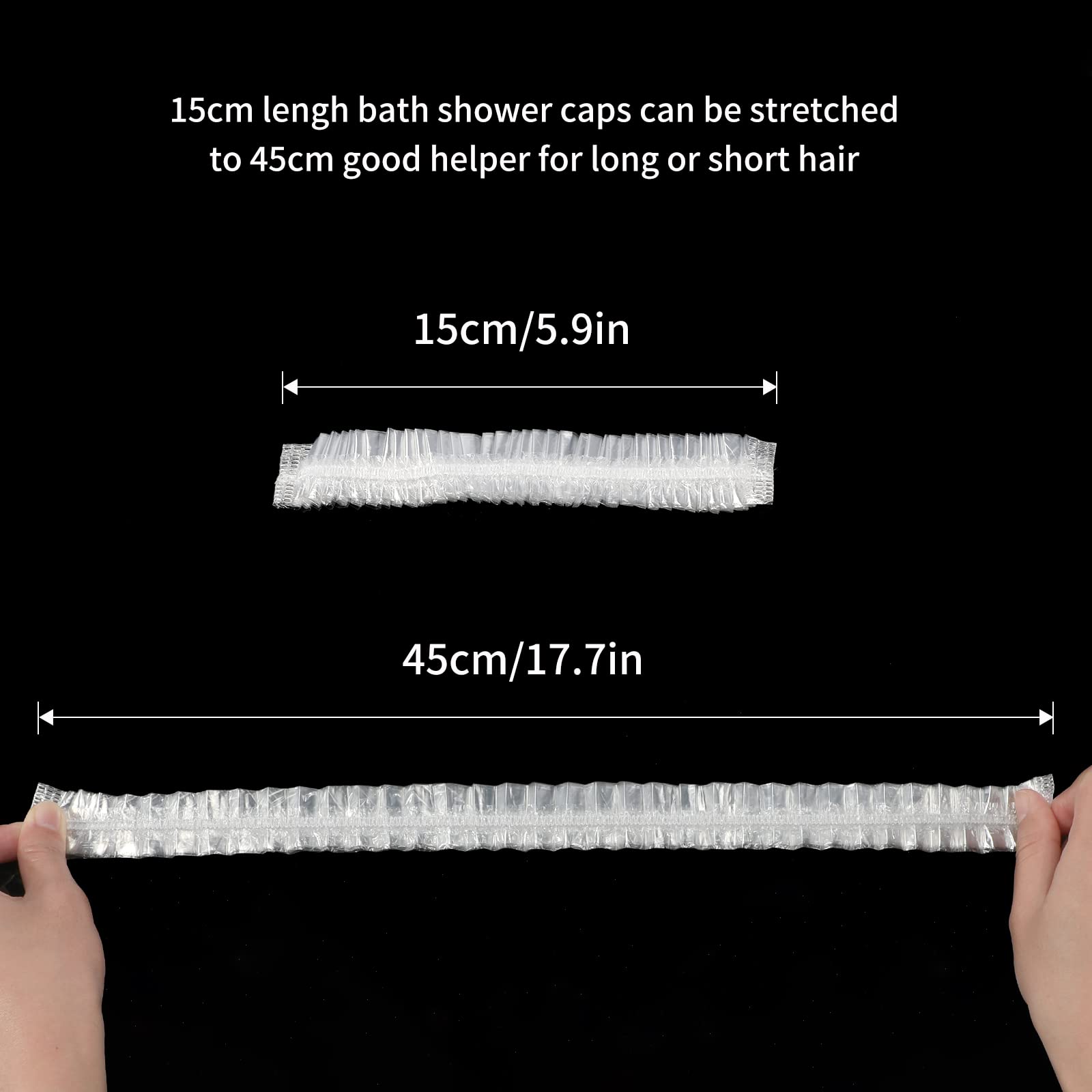 G2PLUS 50PCS Disposable Shower Caps - 44CM Plastic Elastic Bath Cap - Waterproof Hair Caps for Home Use Hotel, Spa, and Hair Salon - Image 2
