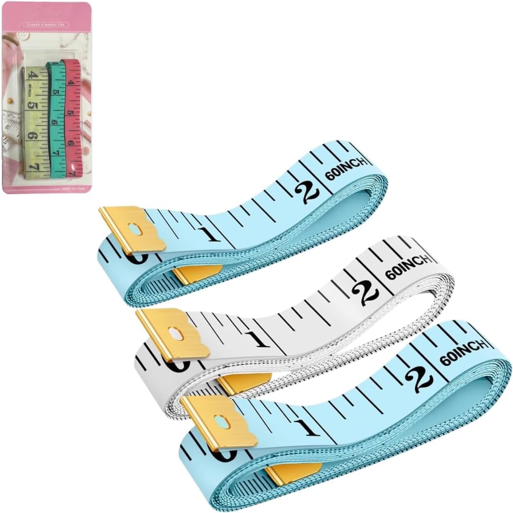 MOMENT 3 Pack Soft Measuring Tape for Body,Double Scale 60inch/150cm Tape Measure Sewing Tailor Cloth Flexible Ruler for Weight Loss, Color Assorted