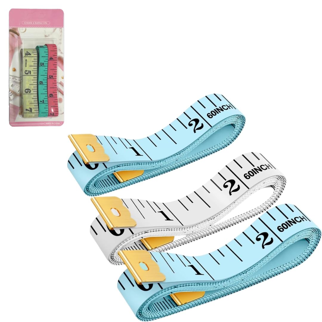 Sponsored Ad – 3 Pack Soft Measuring Tape for Body,Double Scale Fabric Craft Tape Measure Sewing Tailor Cloth Flexible Ruler for Weight Loss 60 inch/150cm, Color Assorted
