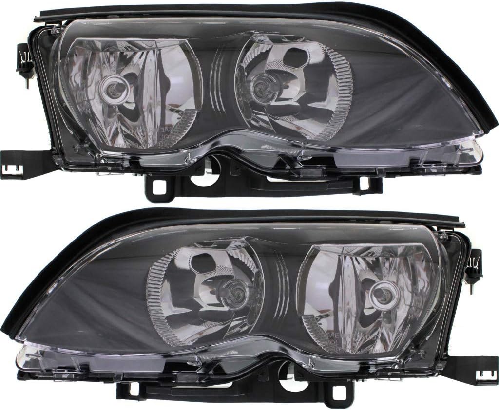 KarParts360 For 2002 03 04 2005 BMW 325i Headlight Assembly Pair Driver and Passenger Side w/Bulbs For BM2502122 BM2503122