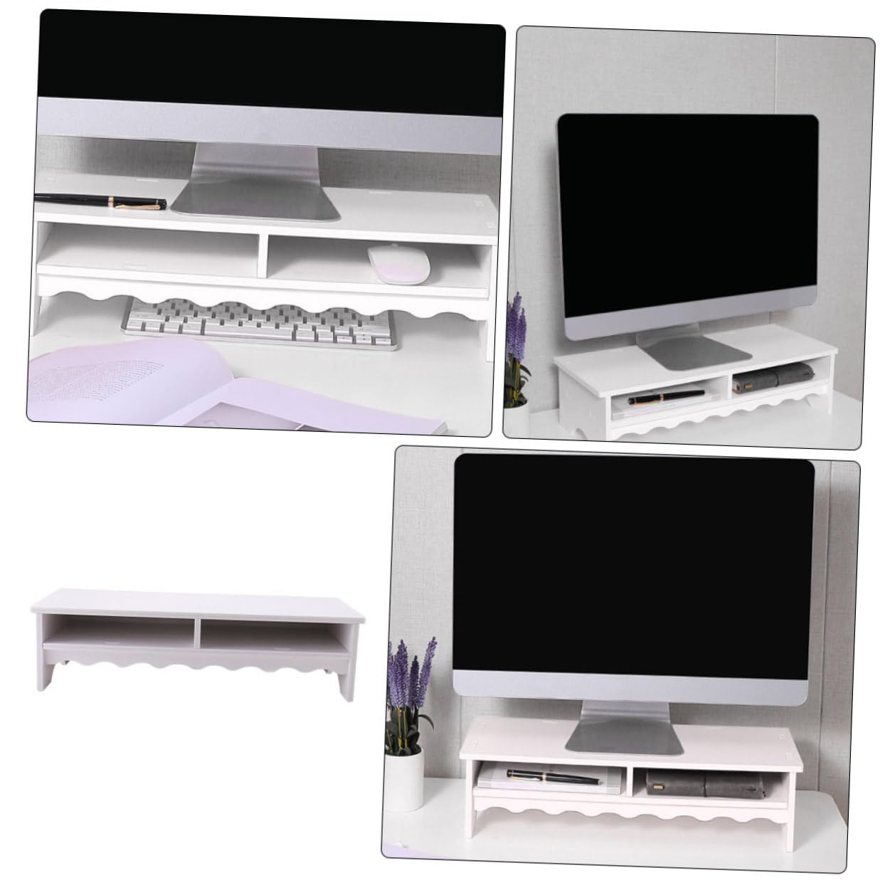 Support Ordinateur Portable Blanc avec Rangement Bureau, Bureau