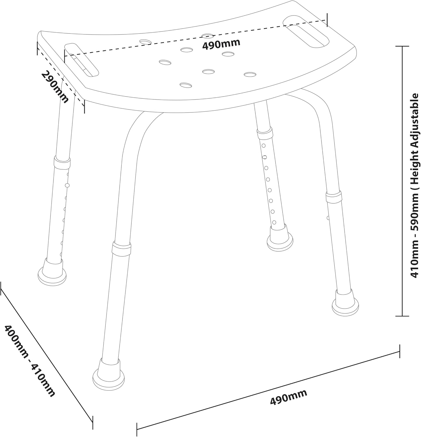 Aidapt Height Adjustable Shower and Bath Stool with Anti Slip Feet, Easy Clean Surface and Hand Grip to Aid Stability. for Users Who are Elderly, Disabled, Pregnant or Unsteady on Their Feet