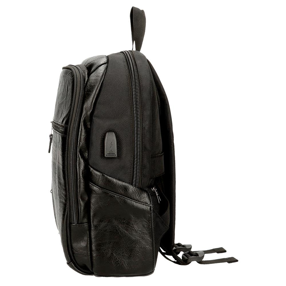 Pepe Jeans Horley Zaini poliestere e dettagli in pelle sintetica, nero, marrone, portatile