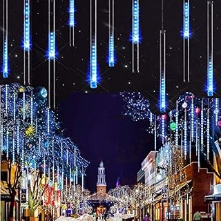 LED Meteor Shower Lights,SUAVER Waterproof Solar Raindrop Lights Garden Decorative String Lights with 30cm 10 Tubes 360LEDs,Cascading Lights for Party Wedding Christmas Tree Patio Decoration (Blue)
