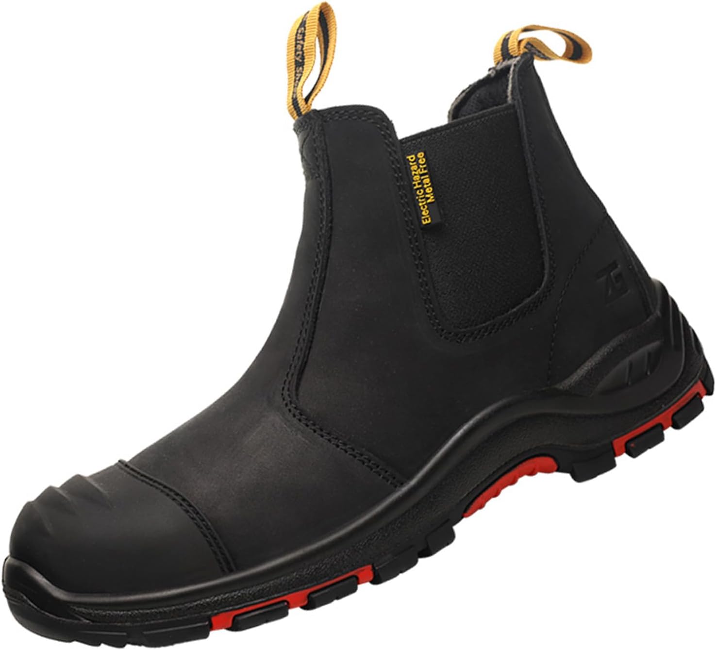 Micoklinlin Composite Steel Toe Boots for Men Work Genuine Leather Chelsea Boots Anti-Slip Puncture Proof Safety Shoes