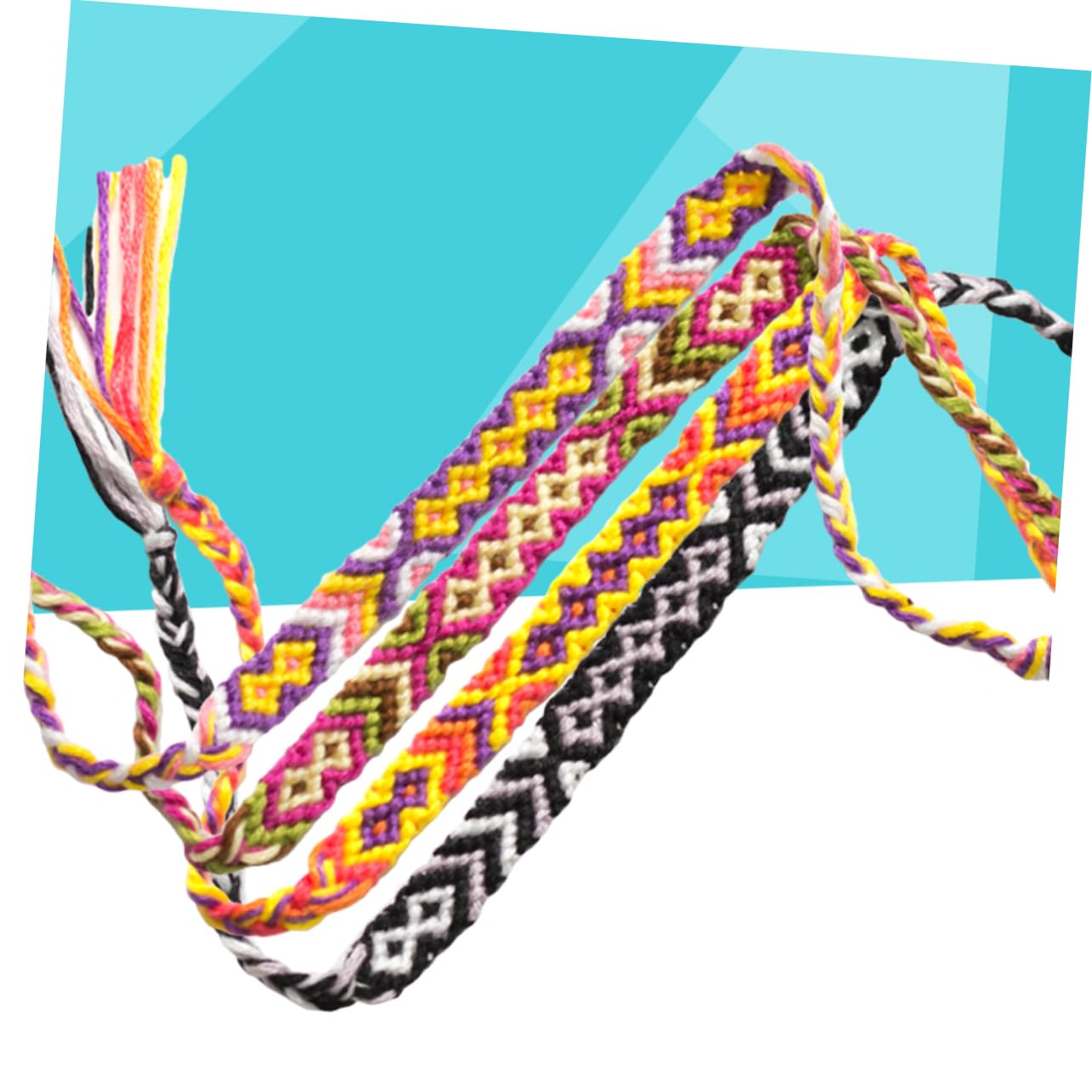 GALPADA 24piezas Pulsera De Hilo Trenzada Étnica Colorida Para Muñeca y Tobillo Hecha Mano Para Mujeres y Niñas De Amistad y Festivales