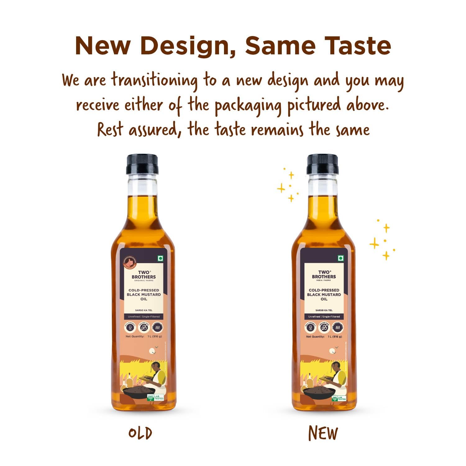 Two Brothers India Farms India's Only Certified Glyphosate Free Mustard Oil/Sarso Ka Tel (1L), Made Using Native Mustard Seeds | Cold-Pressed and Single-Filtered Oil for Cooking | Hexane-Free 2