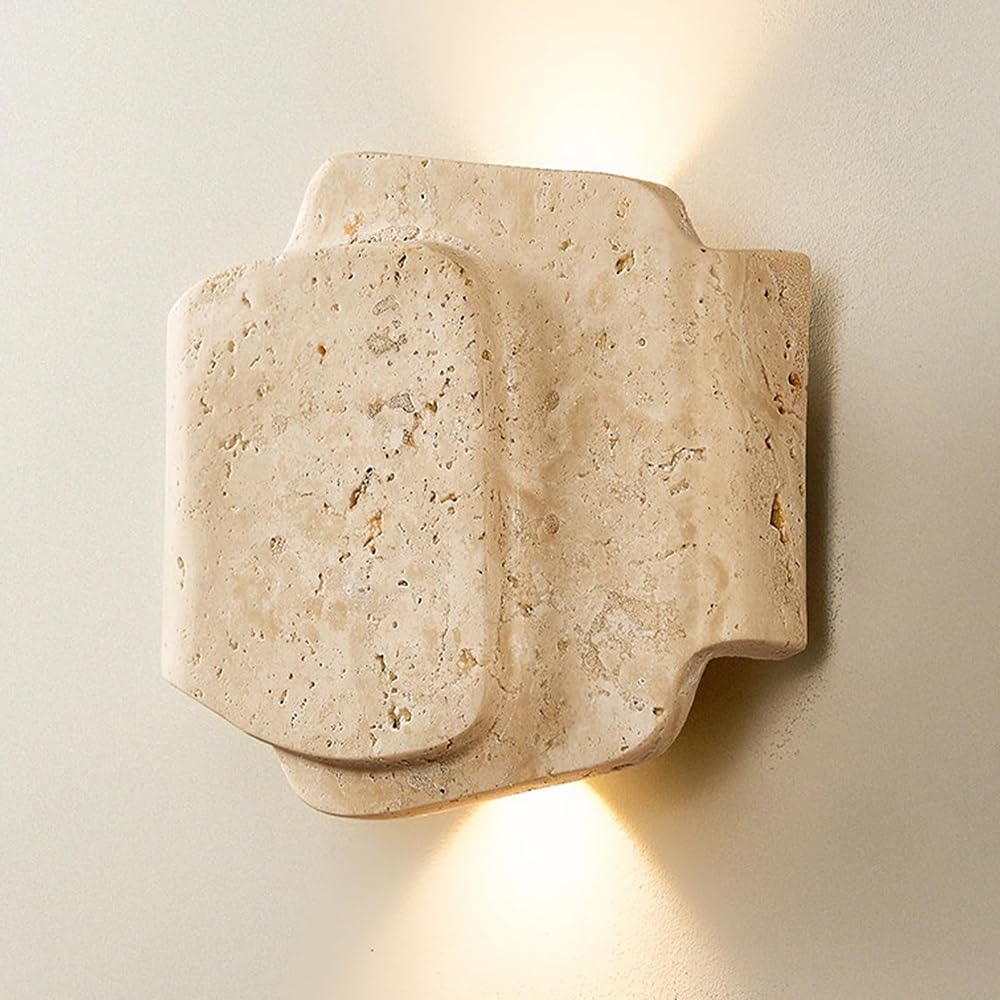 Cosrub One Color Japanese Travertine Wall Sconce, Up Down Lighting Aisle Wall Light