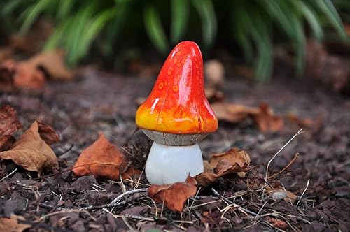 Miniatura 4 de G & F 10042 MiniGardenn - Estatua de hongos en miniatura de tamaño real, colección Premium, color naranja