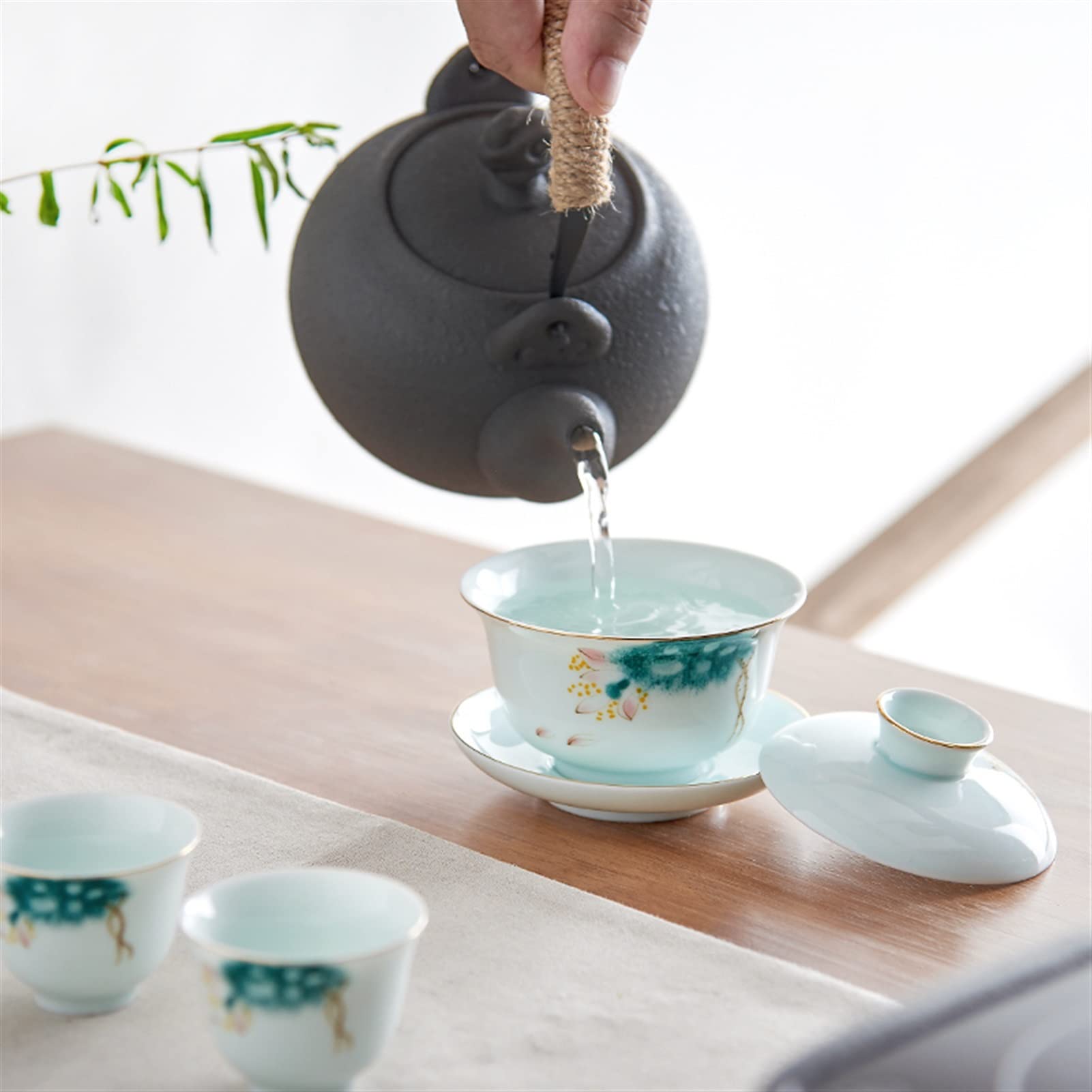 Tetera de café, jarras de jarra de café, jarra de vacío, infusor de tetera, tetera de cerámica de 750 ml, tetera con mango de gran capacidad con filtro, tetera que se puede calentar, adecuada for hoja